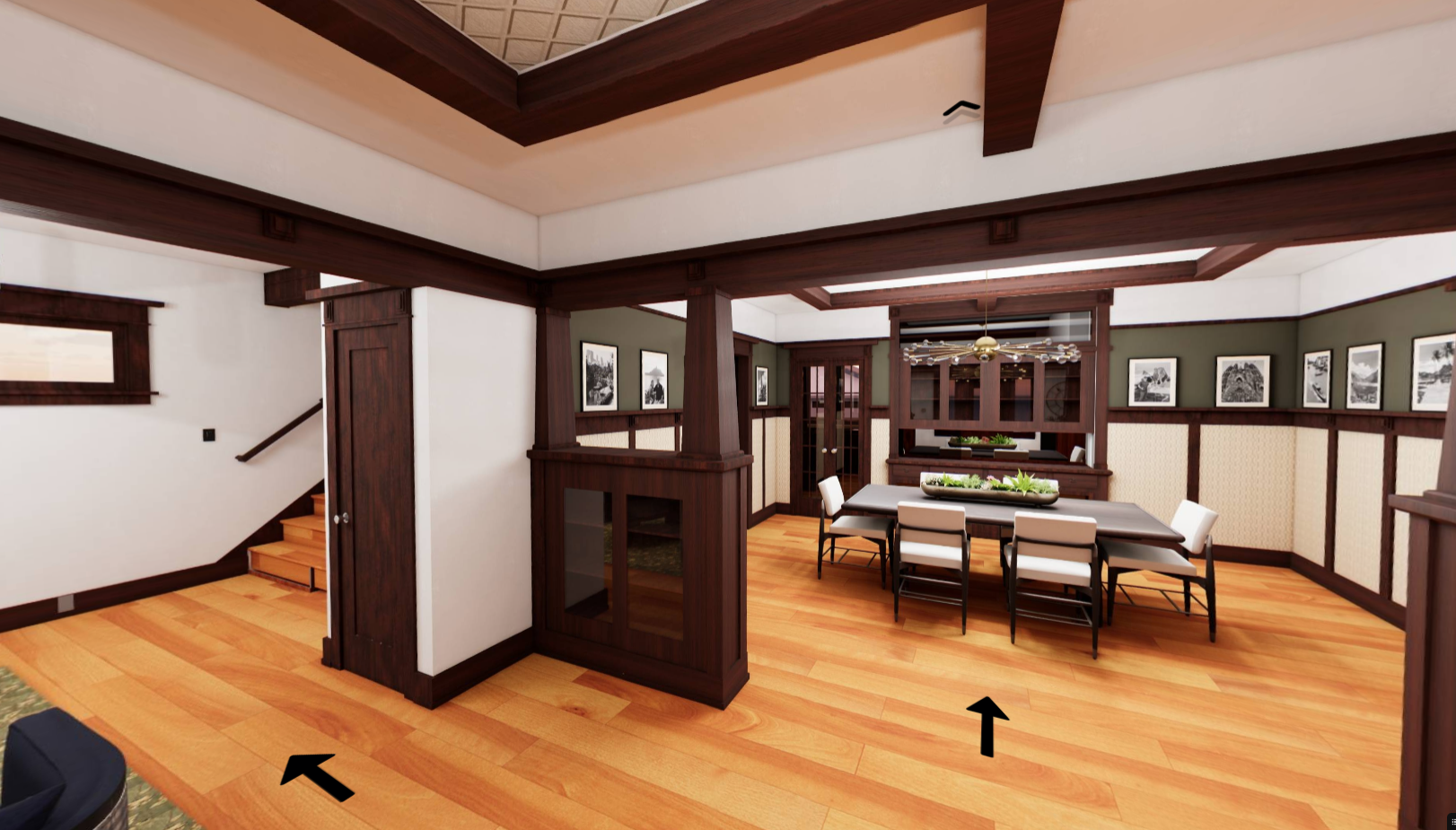 MILLER remodel — kitchen with wood cabinetry, black island, and pro range