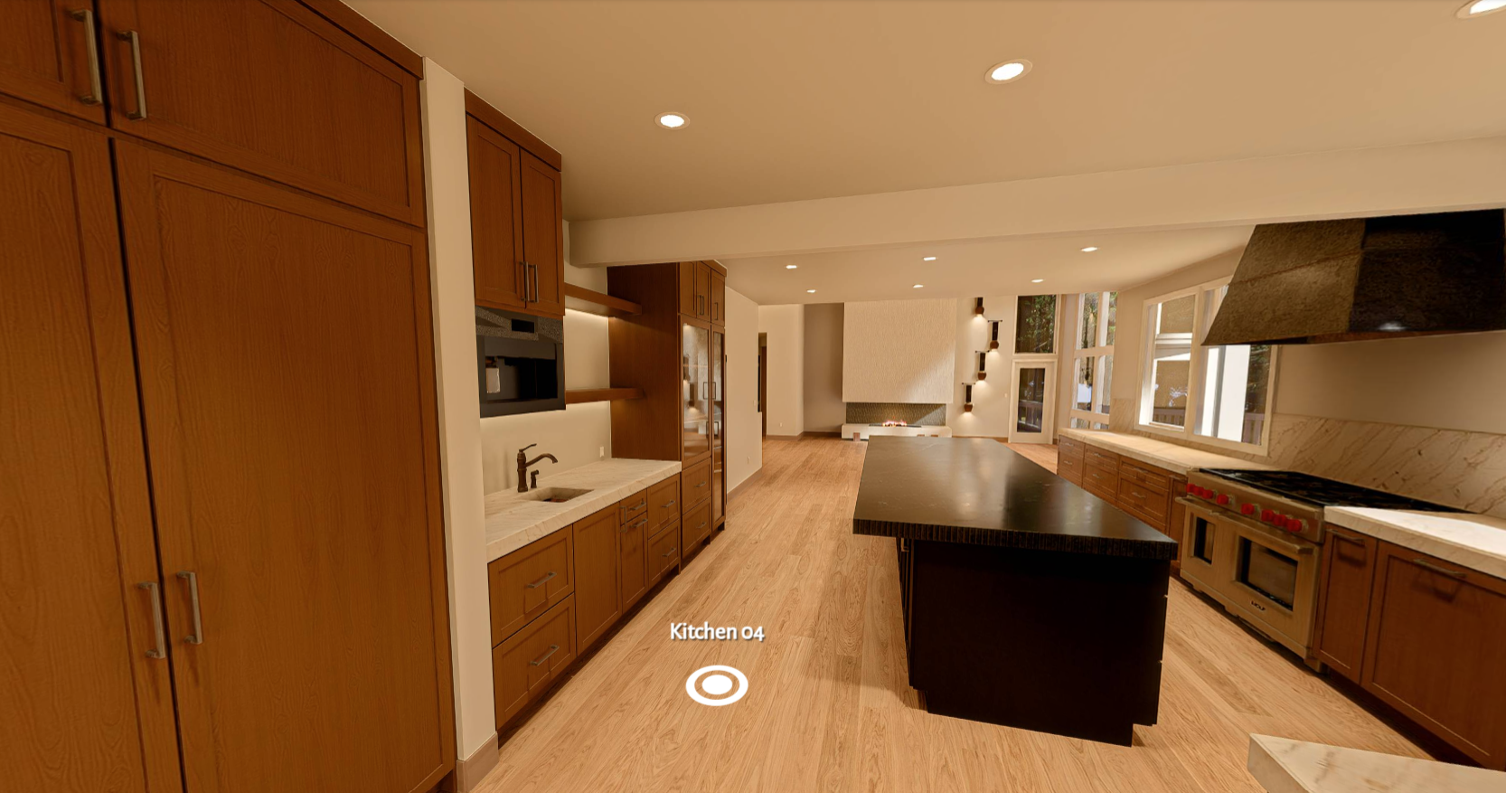 STILL remodel — double vanity bathroom with stone tile and pendant lighting